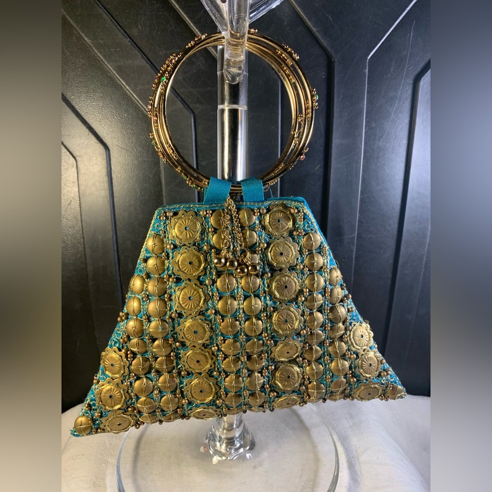 Turquoise Metal Gem Bangle Mobile Bag Wristlet